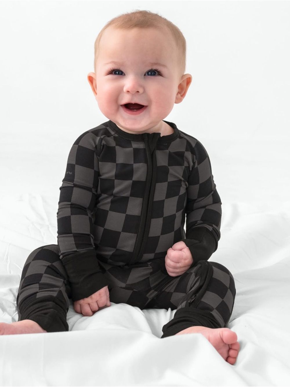 Little Sleepies Monochrome Check Zippy